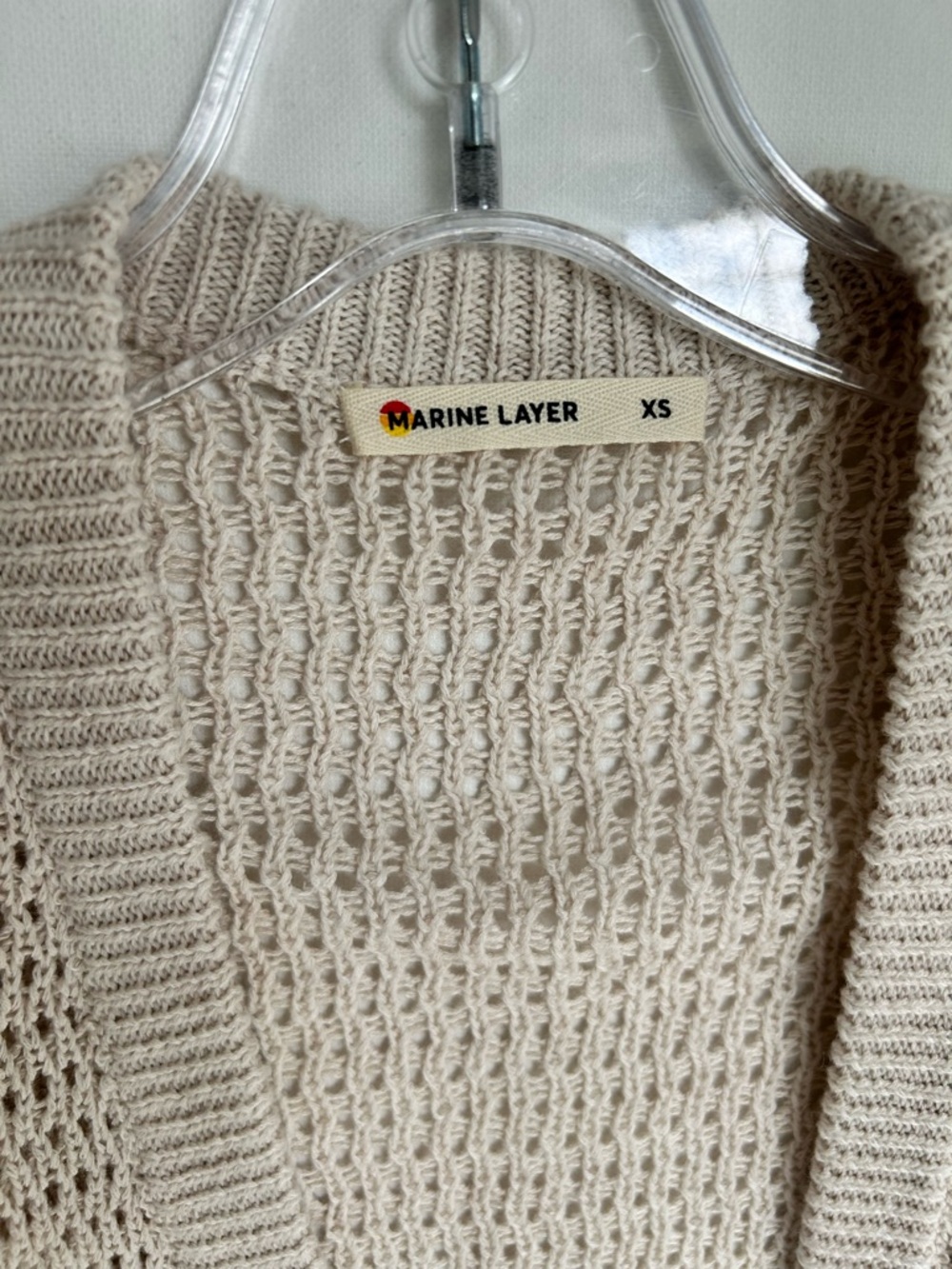 Marine Layer Light Oat Cropped Open-Front Cardigan (G0153) - Picture 3 of 6